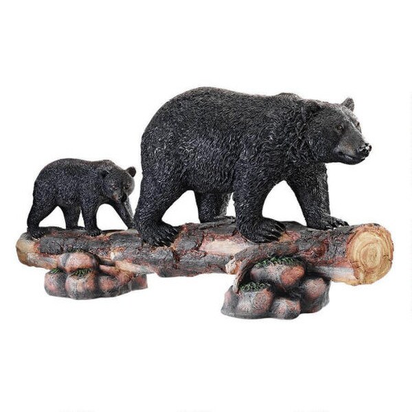 Mother Black Bear and Cub Grand Scale Animal Sculpture Climbing